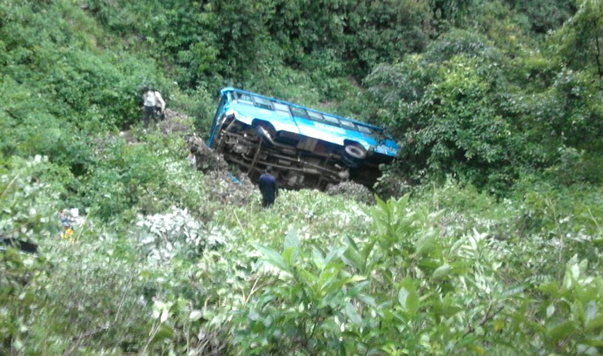 One killed, 8 injured as bus falls into gorge