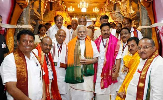 Prime Minister Narendra Modi Offers Worship At Lord Venkateswara Temple