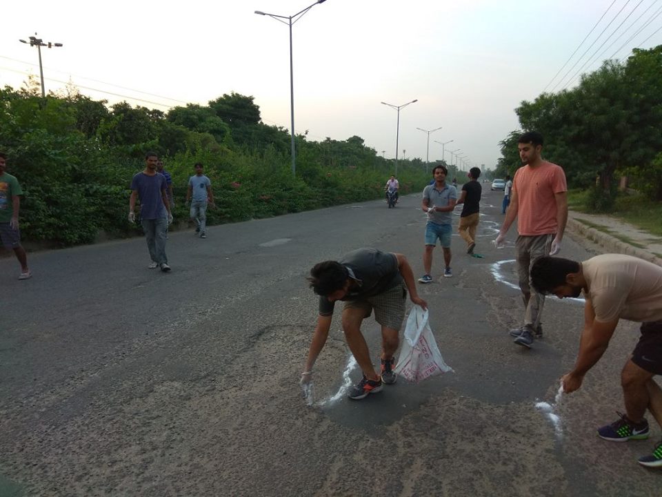 People are celebrating Potholes in Panchkula to awaken the government