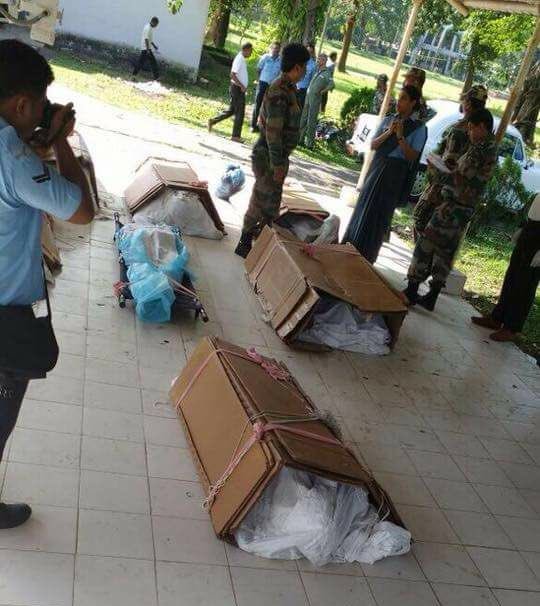 Martyred Soldiers were sent back in cardboard boxes, tied with ropes