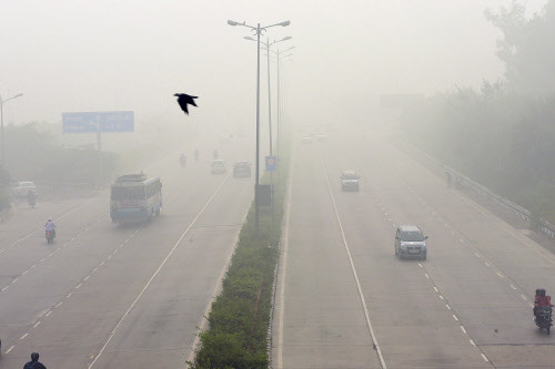 Moderate morning fog in Delhi, humidity shoots up to 100 pc