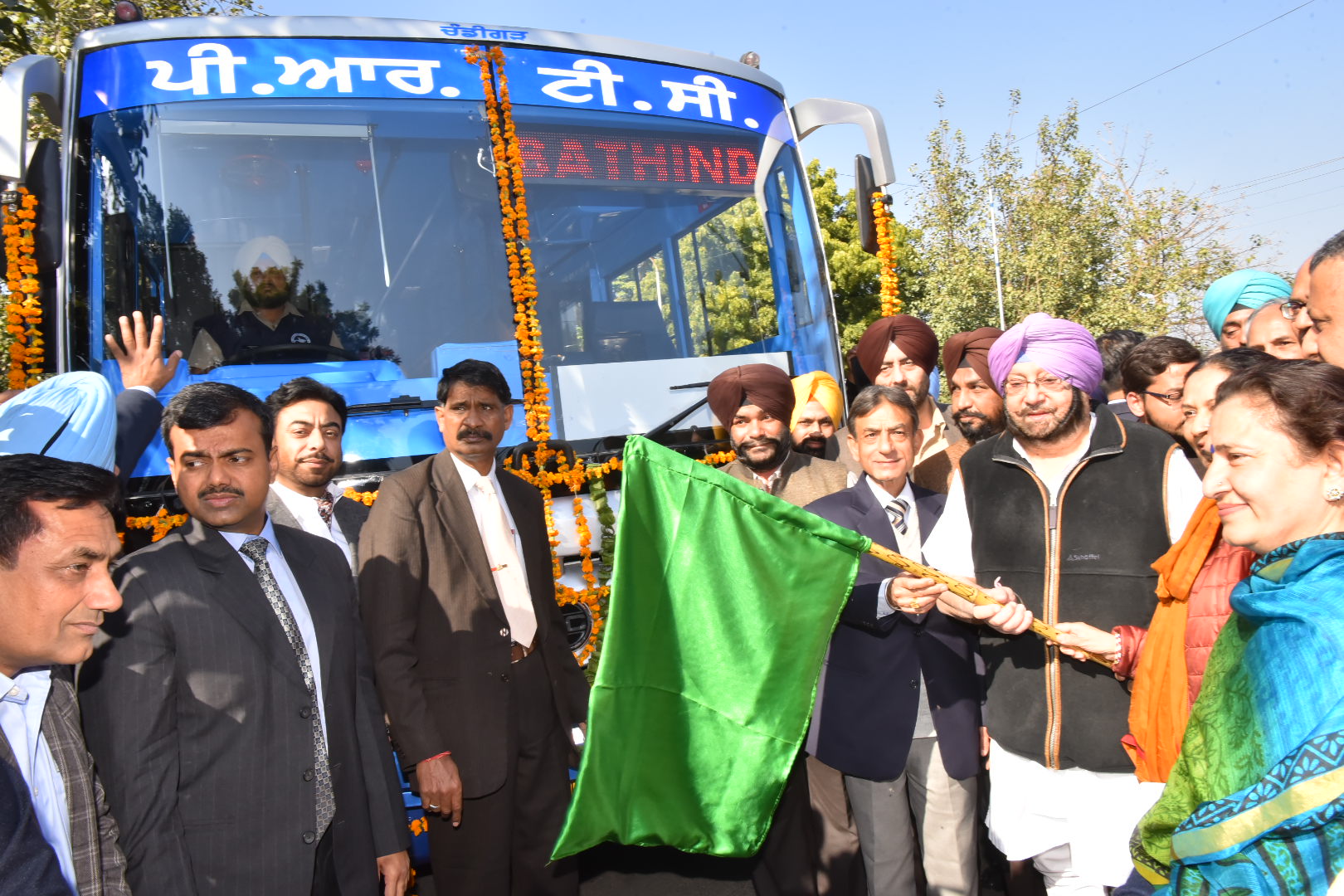 Punjab CM flagged off a fleet of 25 new buses of PRTC