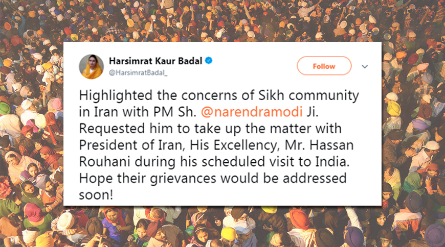 Harsimrat Badal urges PM to take up concerns of Sikhs in Iran with Hassan Rouhani