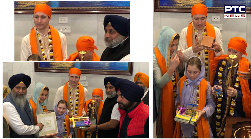 Canadian PM Justin Trudeau honored with 'Siropa' by SGPC at Golden Temple