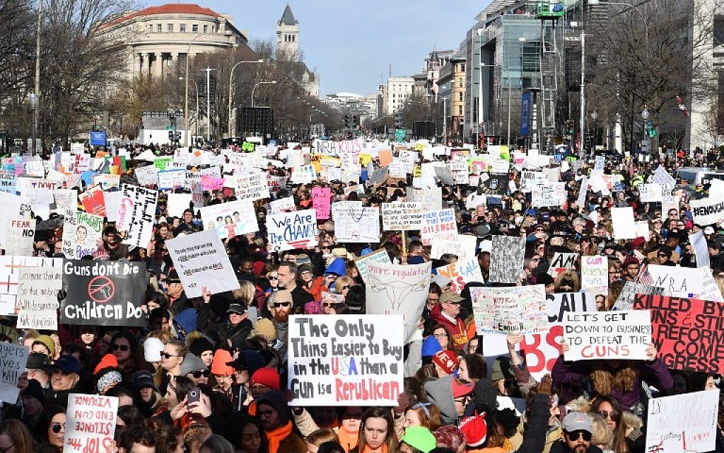 Crowds gather for largest US gun control protest in a generation