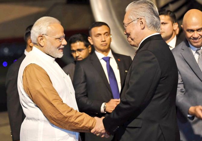 PM Modi arrives in Indonesia on the first leg of his three-nation tour