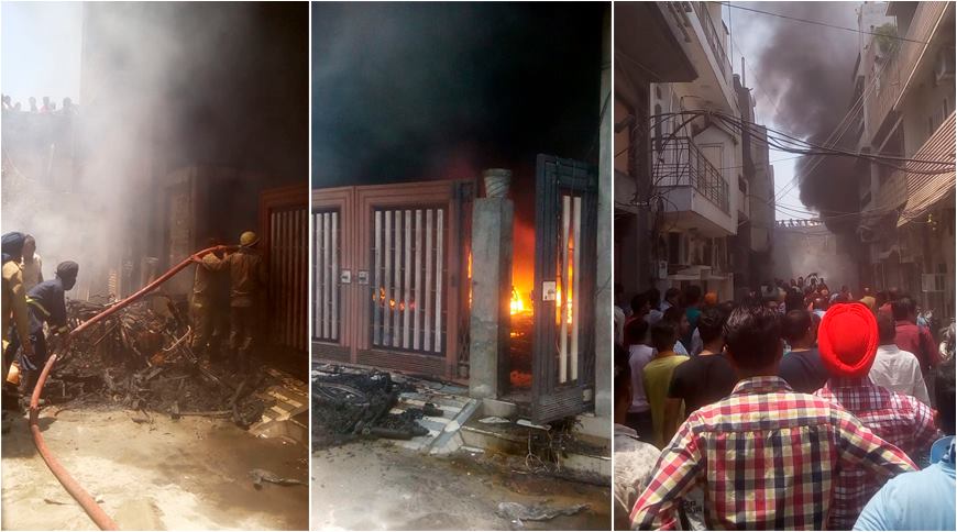 Fire breaks out in a furniture godown in Ludhiana
