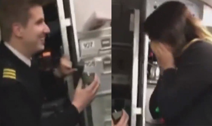 Love in the air: Man proposes to girlfriend in flight