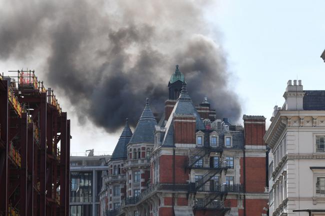 120 firefighters tackle blaze at luxury London hotel