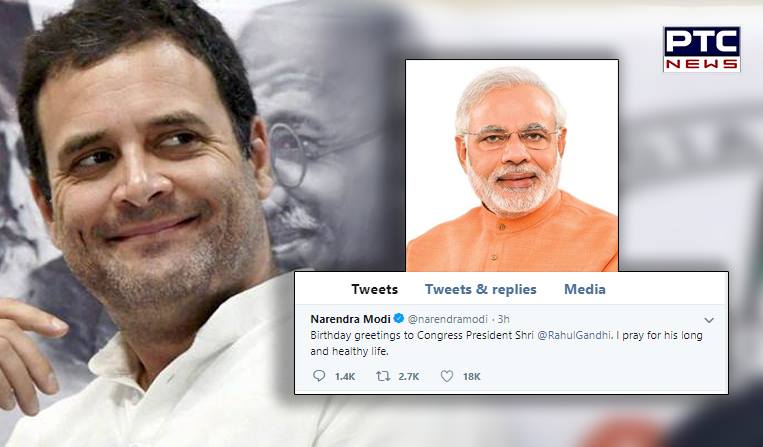 PM Modi wishes Rahul Gandhi 'long and healthy life' on his 49th birthday