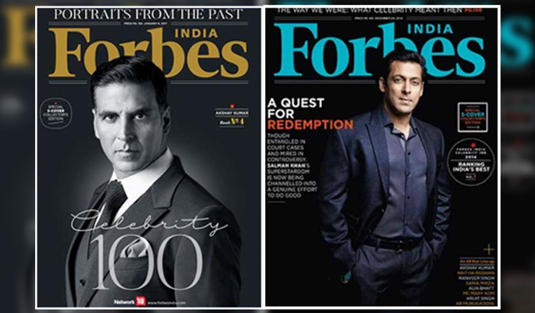 Salman Khan And Akshay Kumar In Forbes 100 Highest-Paid Celebs In The World List