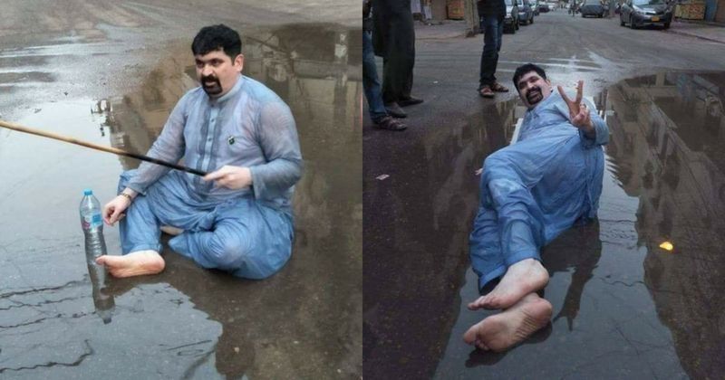 Karachi Politician Lies Down On Sewage Water To Ask For Votes