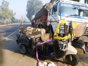 Seven injured as car rams into truck near Jalandhar