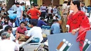 Haryana : India Cricket team Captain Virat Kohli casting vote at a polling booth Gurugram