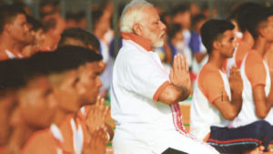 PM Narendra Modi today Ranchi fifth International Yoga Day celebration