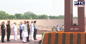 Rajnath singh pays tribute to jawans at National War Memorial