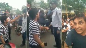 Delhi Mayapuri Drunk woman stopped for not wearing helmet