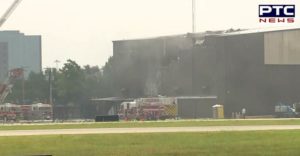 USA airplane private plane crashes into Texas hangar ,Ten people killed