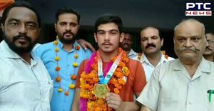  judo player Mahesh Inder Saini reaching Gurdaspur welcome