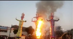 India celebrated Dussehra festival , Ravana, Kumbhakaran and Meghnad burn