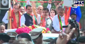 Maharashtra Chief Minister Devendra Fadnavis file his nomination from Nagpur South West , Nitin Gadkari hold a road show in Nagpur