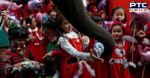 Christmas 2019: Elephant Santas give gifts to school children, form Christmas tree