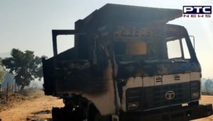 Odisha Naxals Vehicles used in road construction Fire