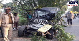 Garhshankar-Hoshiarpur Road bus and scorpio collision , Solder killed, 7 injured