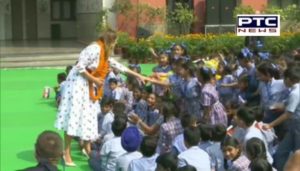 Delhi: First Lady of the US, Melania Trump arrives at Sarvodaya Co-Ed Senior Secondary School