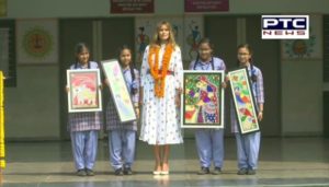 Delhi: First Lady of the US, Melania Trump arrives at Sarvodaya Co-Ed Senior Secondary School