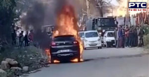Pathankot to Mamun Cantt Moving car Fire,Reached fire brigade
