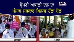 Shiromani Akali Dal and BJP leaders protest against Congress government in front of DC office