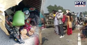 Tempo traveller carrying migrant workers overturns in Khanna