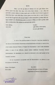 Punjab Civil Secretariat and Mini Secretariat closed to the public