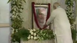 PM Modi pays tribute to late Keshubhai Patel in Gandhinagar in Gujarat
