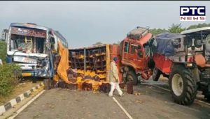 Farmers to Delhi Road Accident, bus and truck With Collision