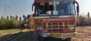 bus-motorcycle Accident in Village Sarai Amanat Khan , One killed, another injured