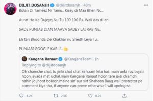 Twitter War over Diljit and Kangana