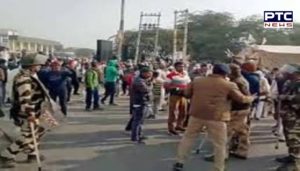 Farmers’ protest : farmers break police barricades at Shahjahanpur ,Cops use water cannon