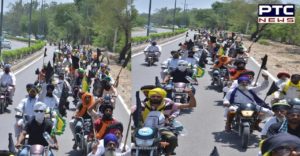 BKU Ugrahan Motorcycle march with black flags in the villages of Haryana on the Black Day