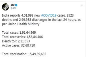 Coronavirus India Updates: India reports over 4,00,000 fresh Covid-19 cases for the first time