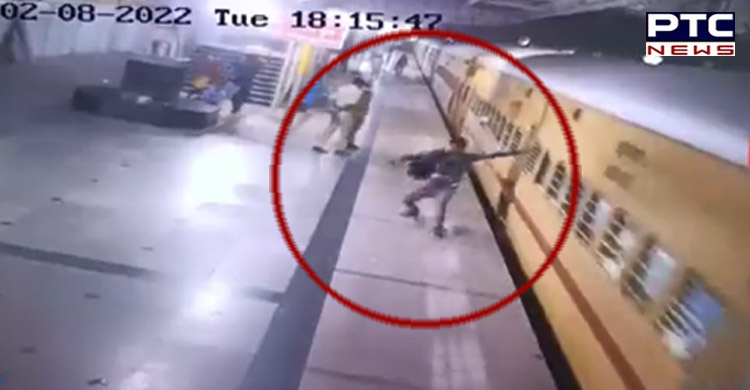 Telangana: RPF personnel saves life of man who fell while trying to get off moving train 