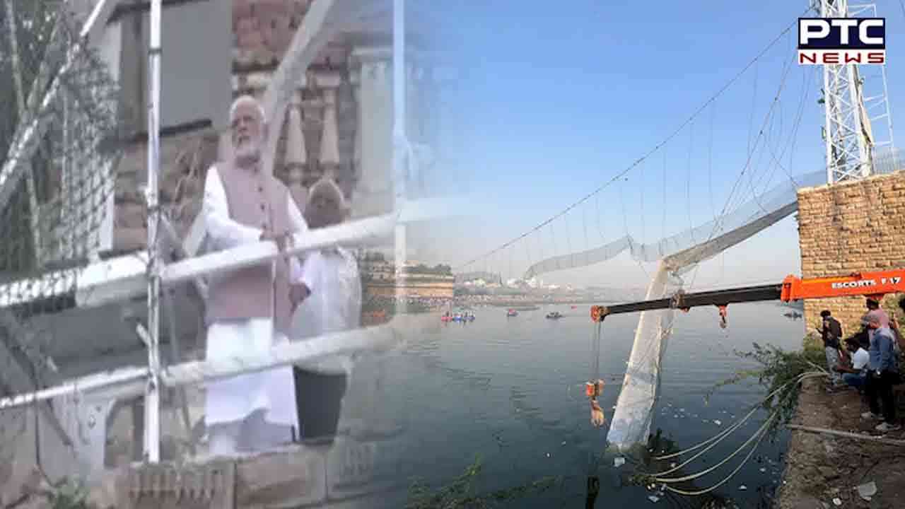 PM Modi visits bridge collapse site in Gujarat's Morbi; meets victims in hospital