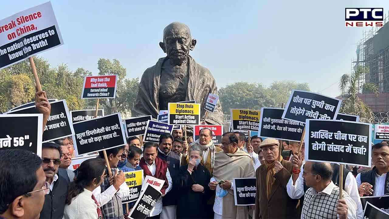 Sonia Gandhi, others protest in Parliament, demand discussion on India-China faceoff