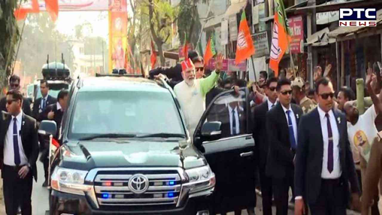 PM Modi holds roadshow in poll-bound Tripura; highlights BJP's development work