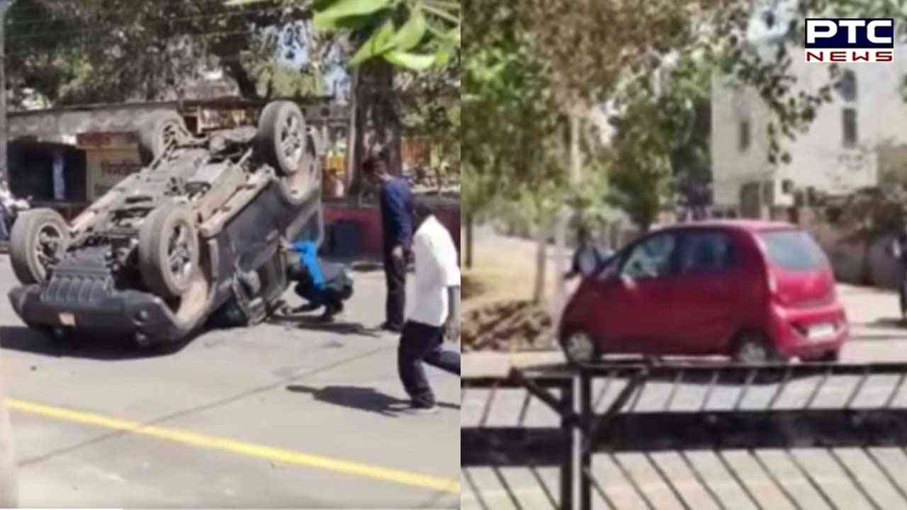 ਟਾਟਾ ਨੈਨੋ ਨਾਲ ਟੱਕਰ ਤੋਂ ਬਾਅਦ ਪਲਟੀ ਮਹਿੰਦਰਾ ਥਾਰ, ਵੀਡੀਓ ਵਾਇਰਲ