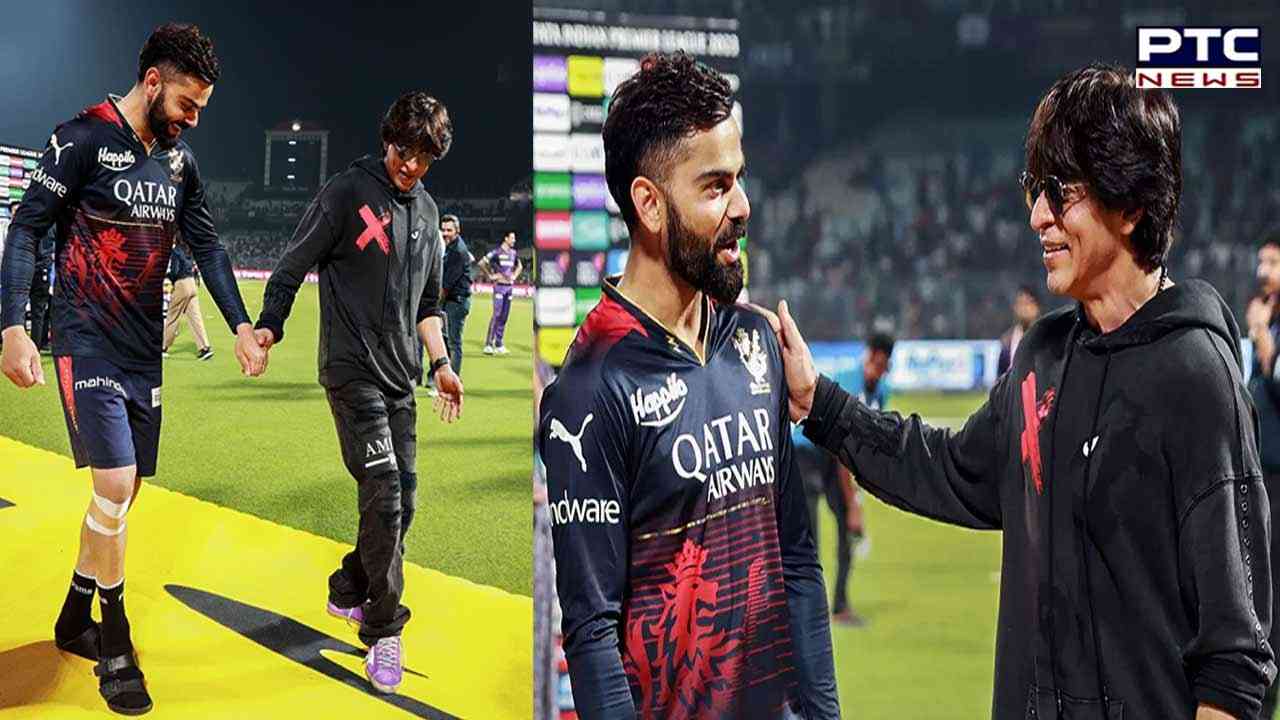 IPL 2023 KKR vs RCB: SRK teaches Virat Kohli 'Jhoome Jo Pathaan' hook step