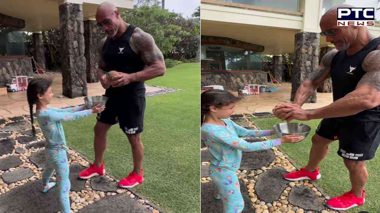 Dwayne Johnson: 'The Rock' ਨੇ ਇੱਕ ਹੱਥ ਨਾਲ ਤੋੜਿਆ ਨਾਰੀਅਲ, ਧੀ ਨਾਲ ਸਾਂਝੀ ਕੀਤੀ ਵੀਡੀਓ