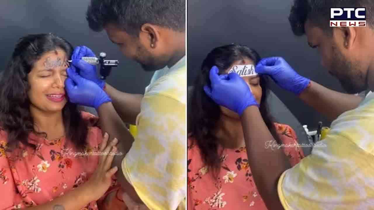 Bengaluru Woman's Romantic Gesture: Husband's name tattooed on forehead