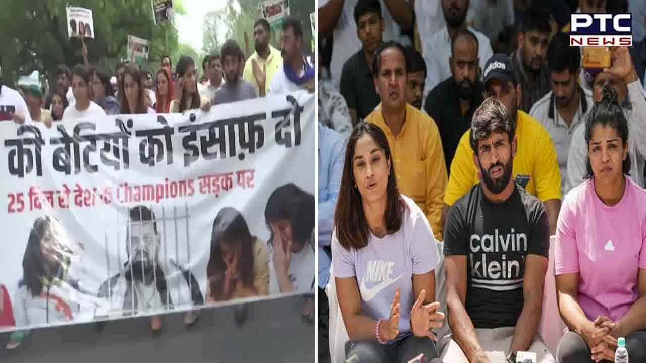 'Dangal' for justice: Protesting wrestlers’ march to Bangla Sahib Gurdwara with banners against WFI chief